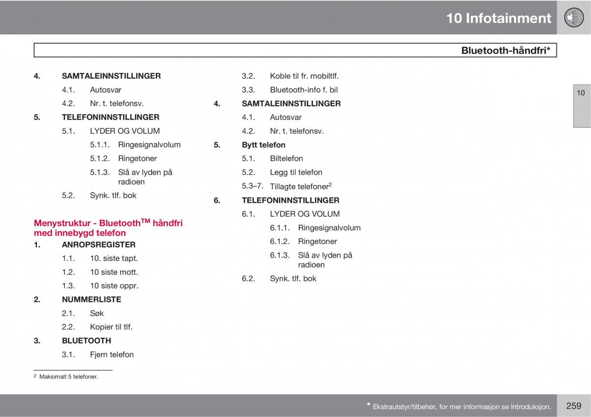 Volvo XC90 I 1 bruksanvisningen / page 261