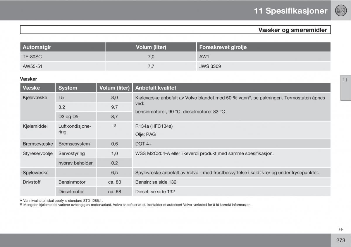 Volvo XC90 I 1 bruksanvisningen / page 275