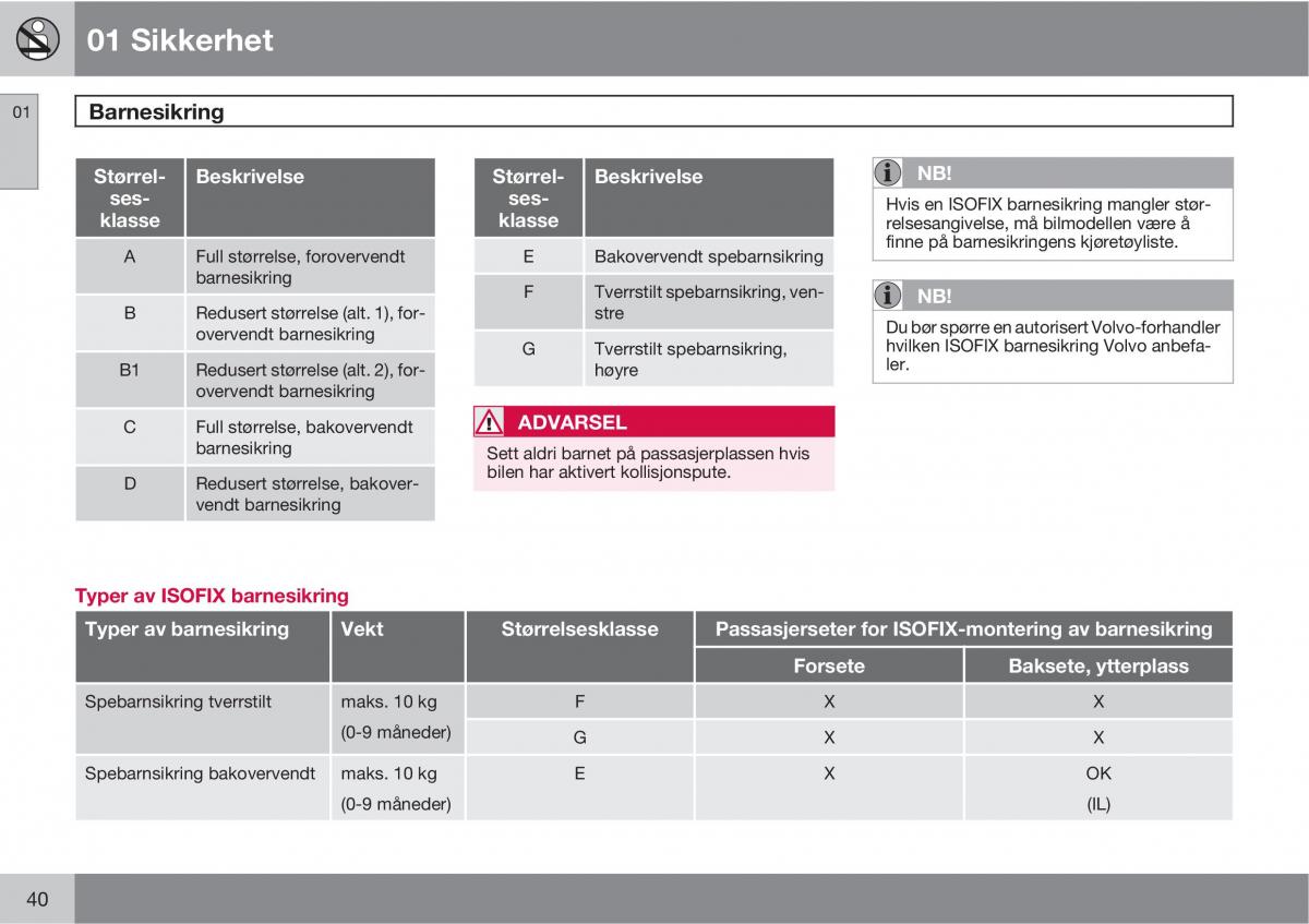 Volvo XC90 I 1 bruksanvisningen / page 42