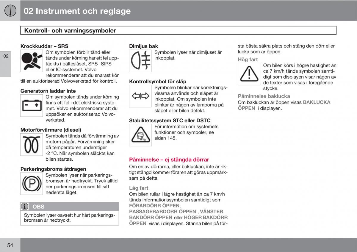 Volvo XC90 I 1 instruktionsbok / page 56