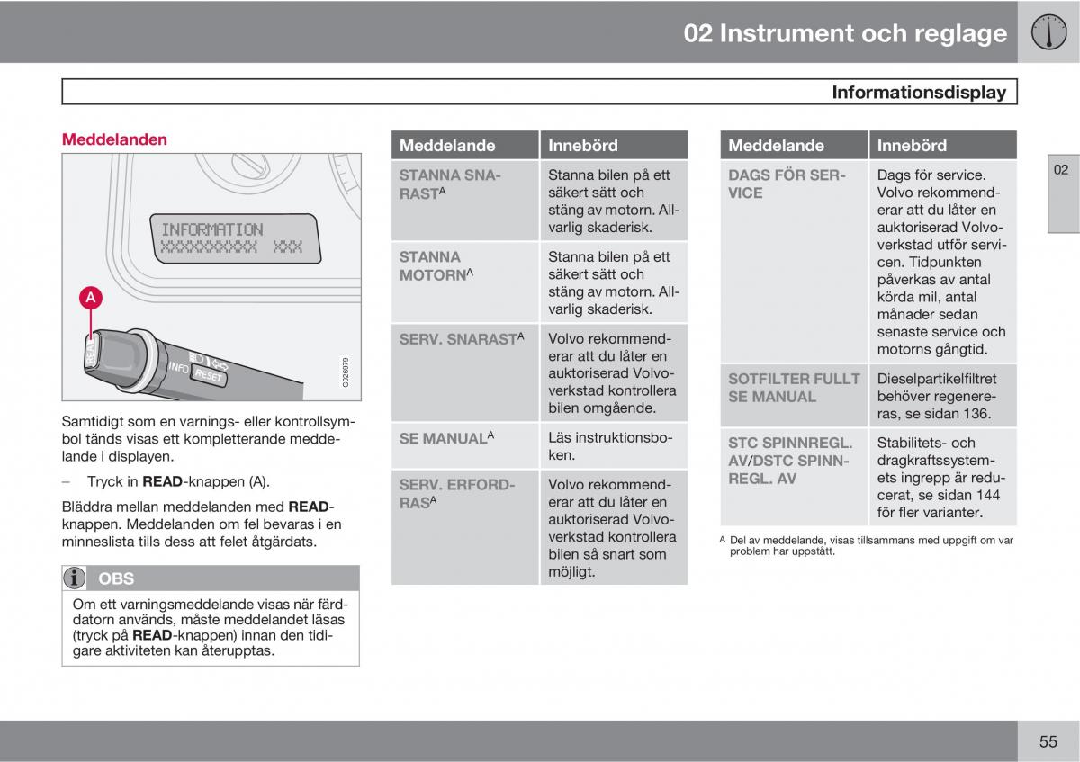 Volvo XC90 I 1 instruktionsbok / page 57