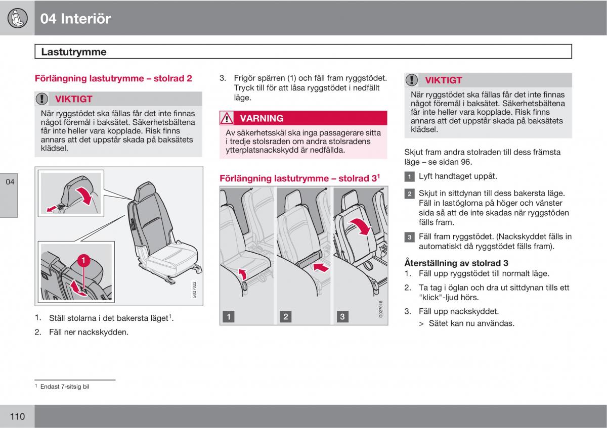 Volvo XC90 I 1 instruktionsbok / page 112