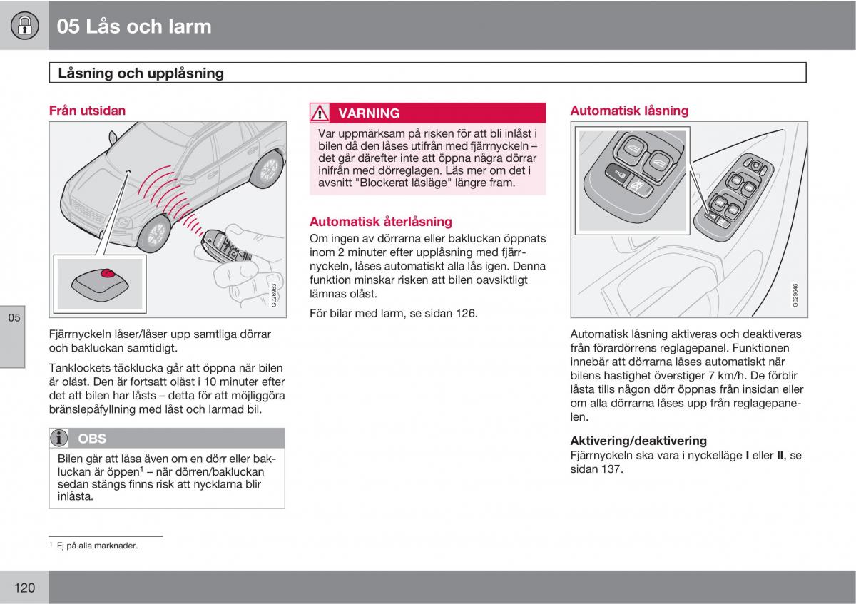 Volvo XC90 I 1 instruktionsbok / page 122