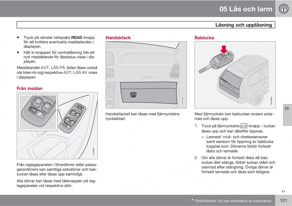 Volvo XC90 I 1 instruktionsbok / page 123