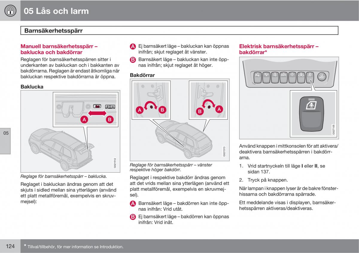 Volvo XC90 I 1 instruktionsbok / page 126