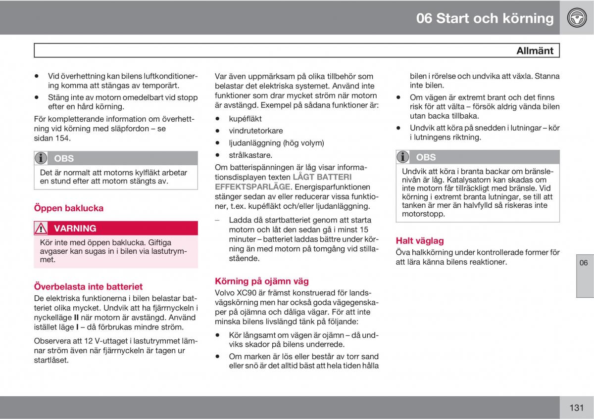 Volvo XC90 I 1 instruktionsbok / page 133