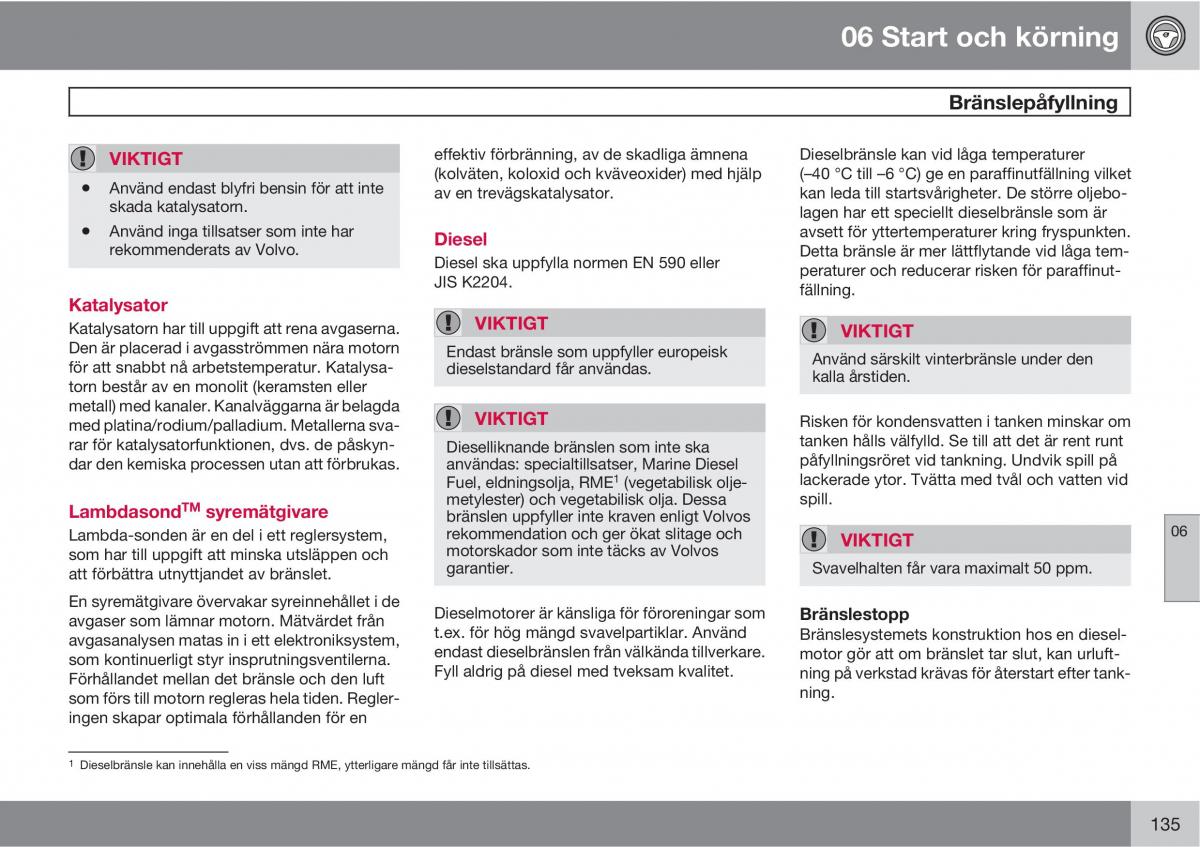 Volvo XC90 I 1 instruktionsbok / page 137