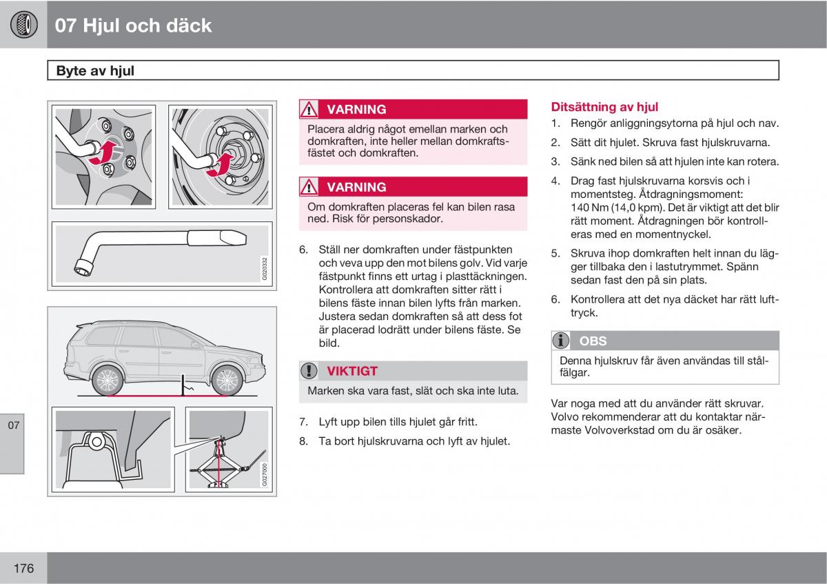 Volvo XC90 I 1 instruktionsbok / page 178