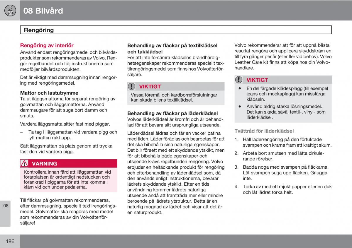 Volvo XC90 I 1 instruktionsbok / page 188