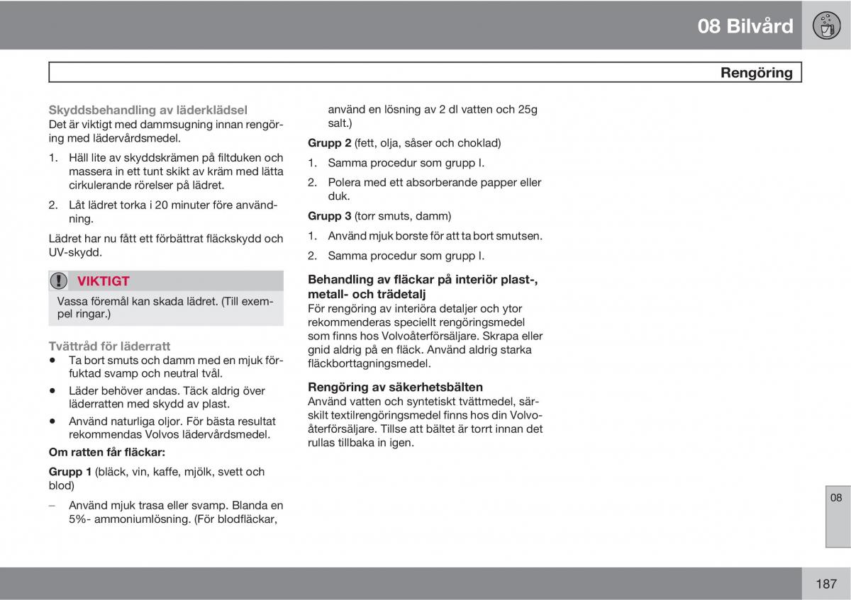 Volvo XC90 I 1 instruktionsbok / page 189