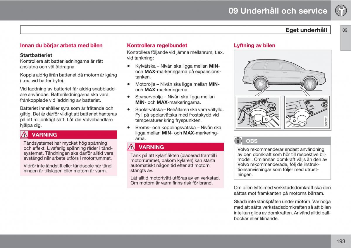 Volvo XC90 I 1 instruktionsbok / page 195