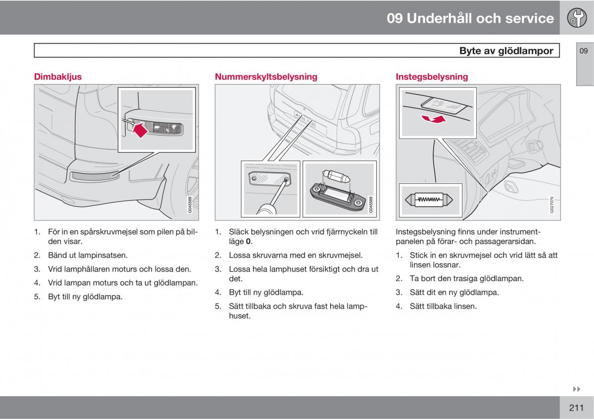 Volvo XC90 I 1 instruktionsbok / page 213