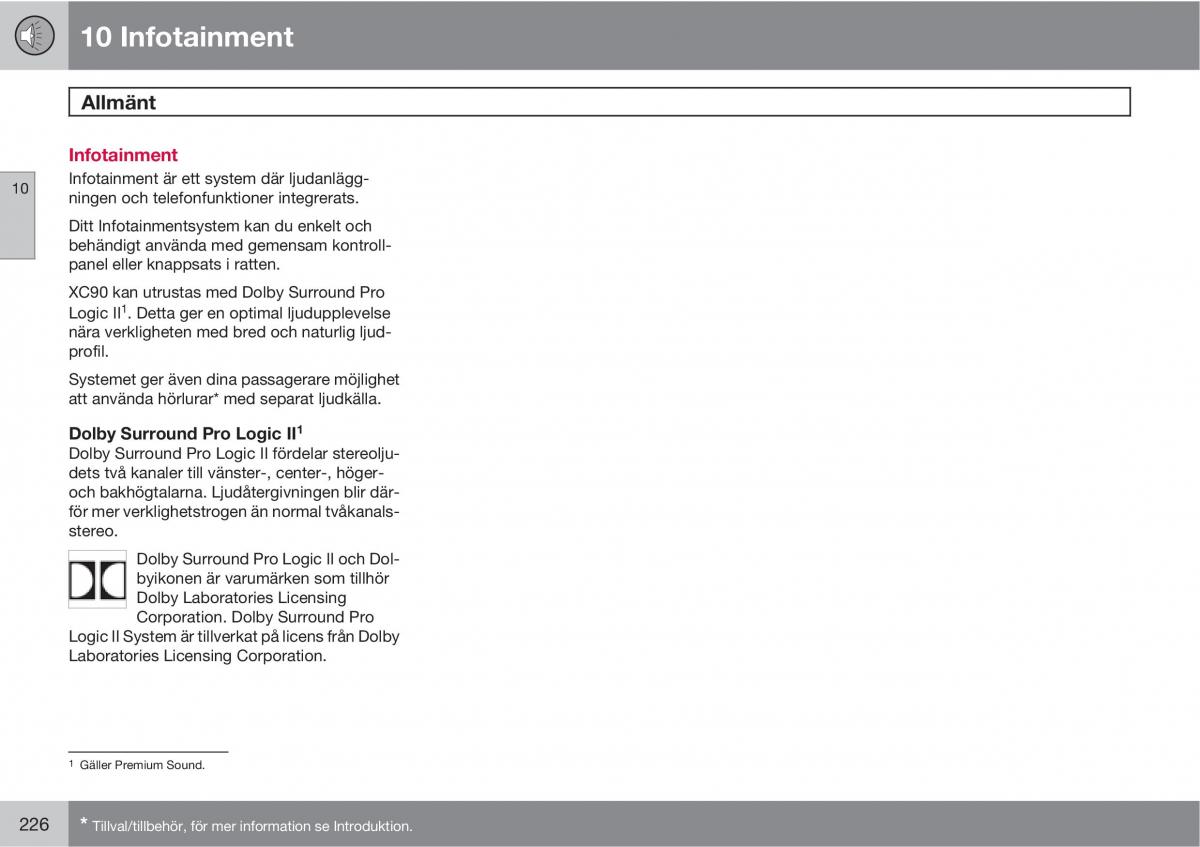 Volvo XC90 I 1 instruktionsbok / page 228