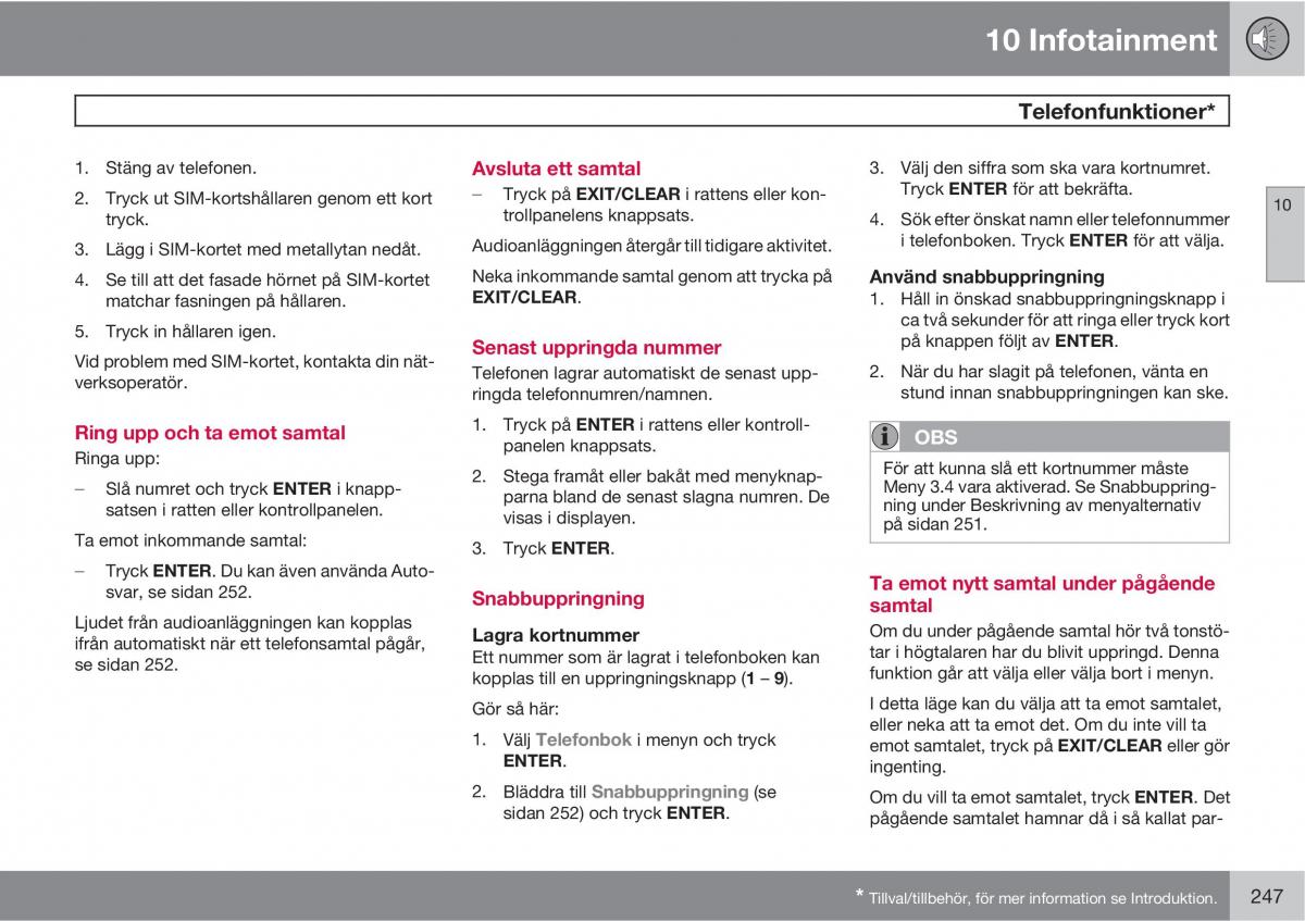 Volvo XC90 I 1 instruktionsbok / page 249