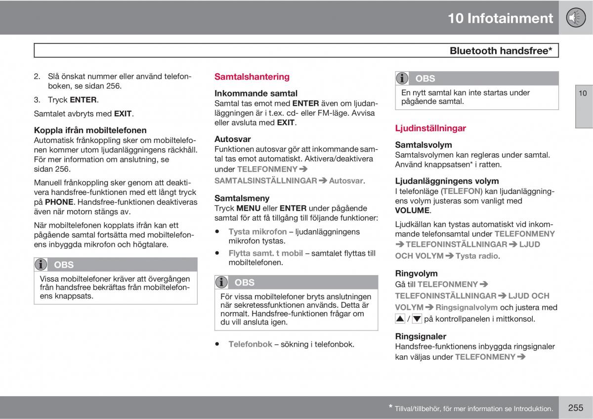 Volvo XC90 I 1 instruktionsbok / page 257