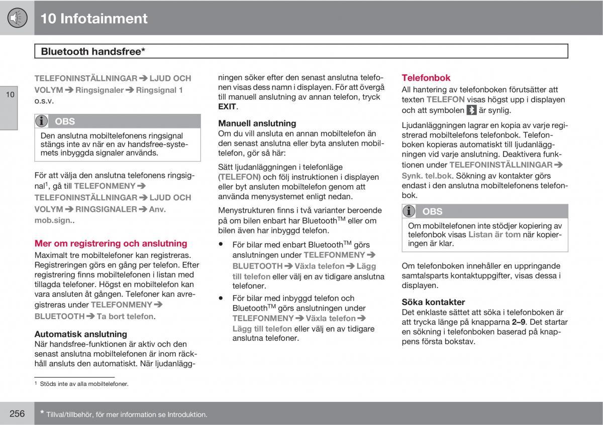 Volvo XC90 I 1 instruktionsbok / page 258