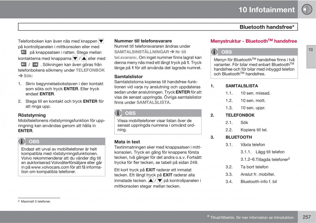 Volvo XC90 I 1 instruktionsbok / page 259