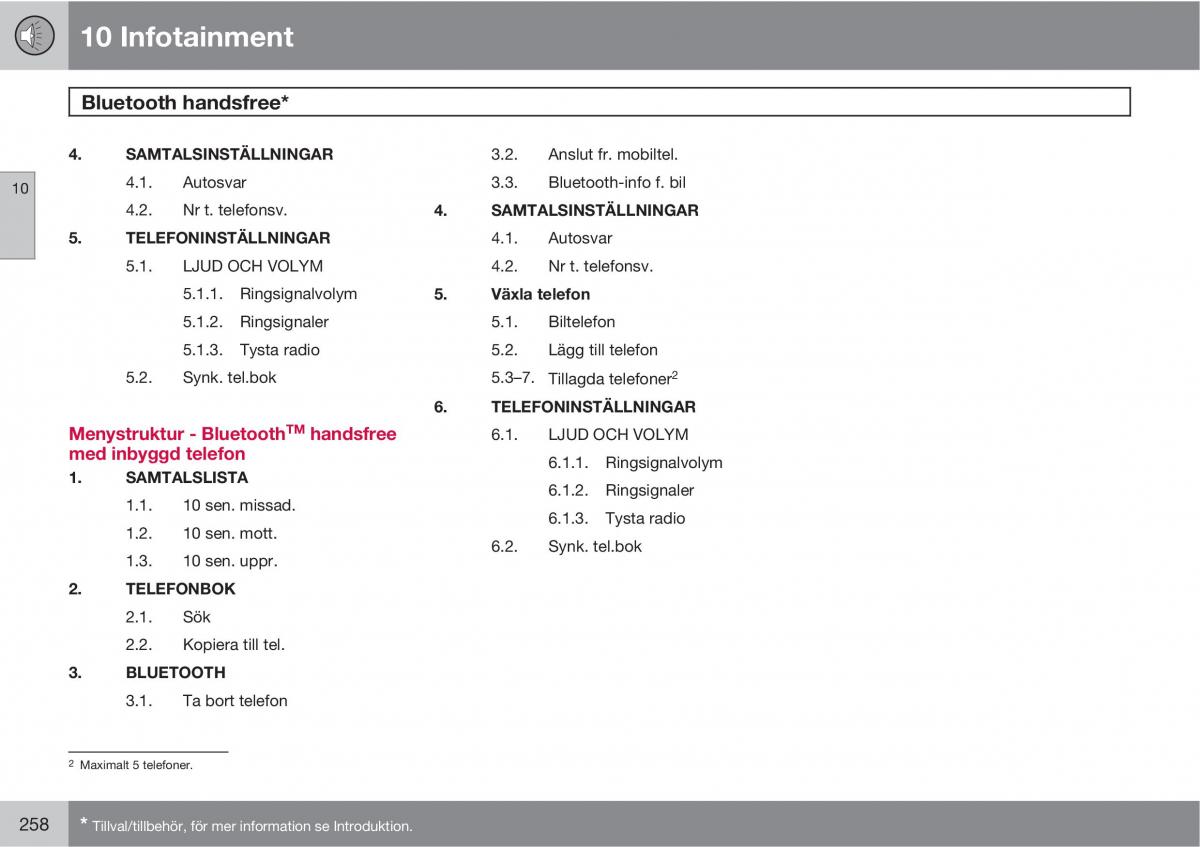 Volvo XC90 I 1 instruktionsbok / page 260