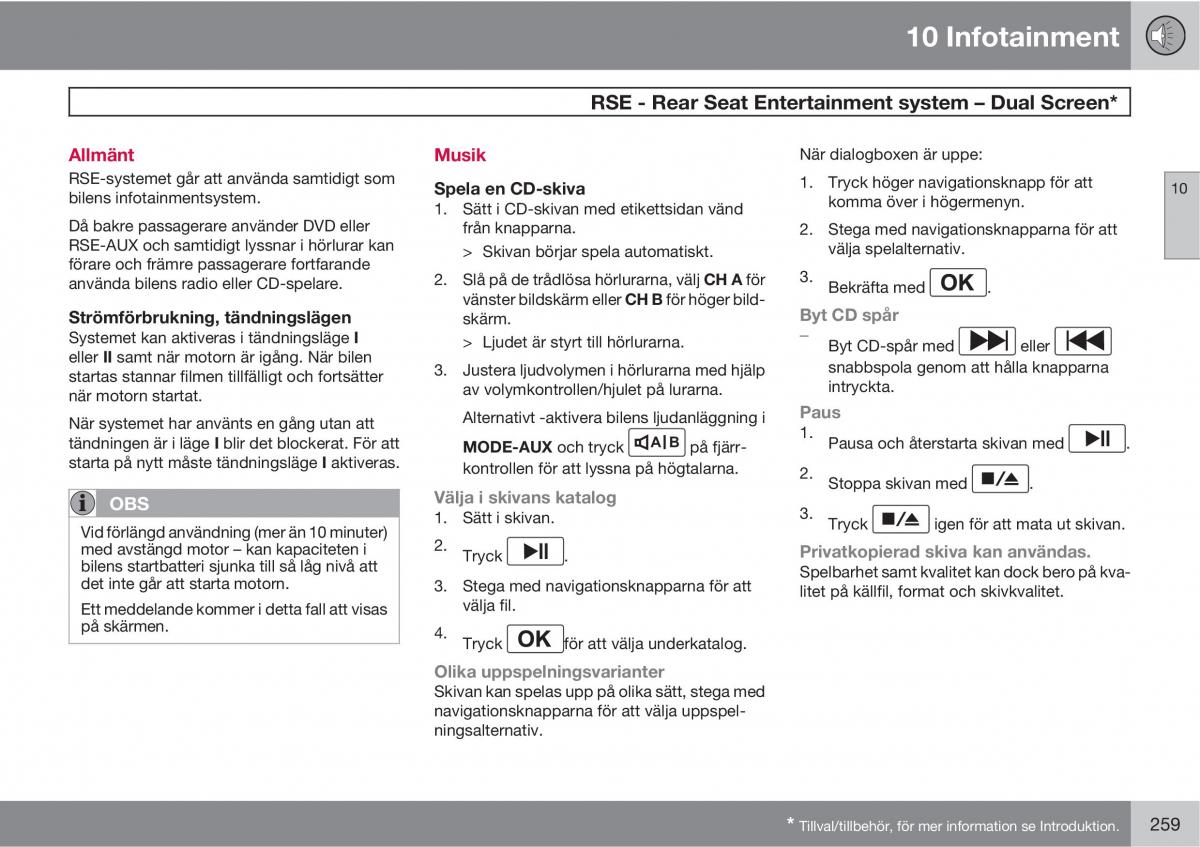 Volvo XC90 I 1 instruktionsbok / page 261