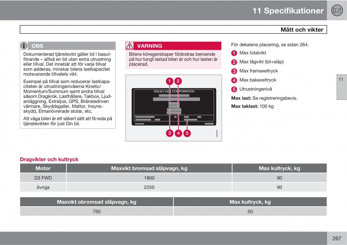 Volvo XC90 I 1 instruktionsbok / page 269