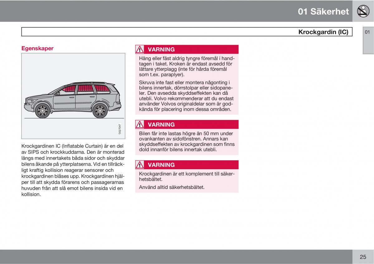 Volvo XC90 I 1 instruktionsbok / page 27