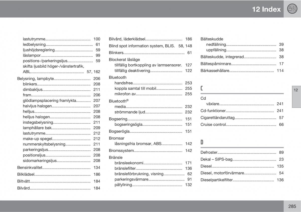 Volvo XC90 I 1 instruktionsbok / page 287