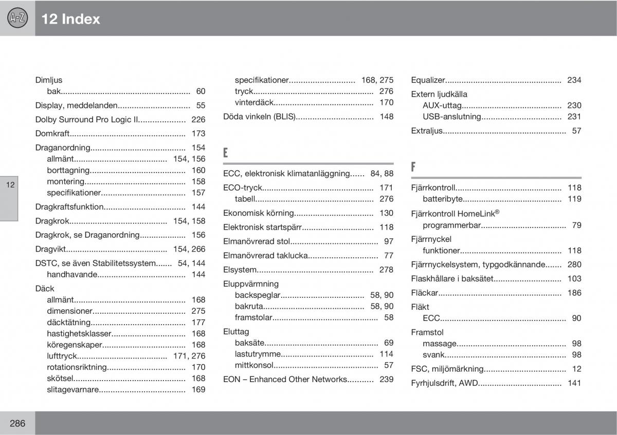 Volvo XC90 I 1 instruktionsbok / page 288