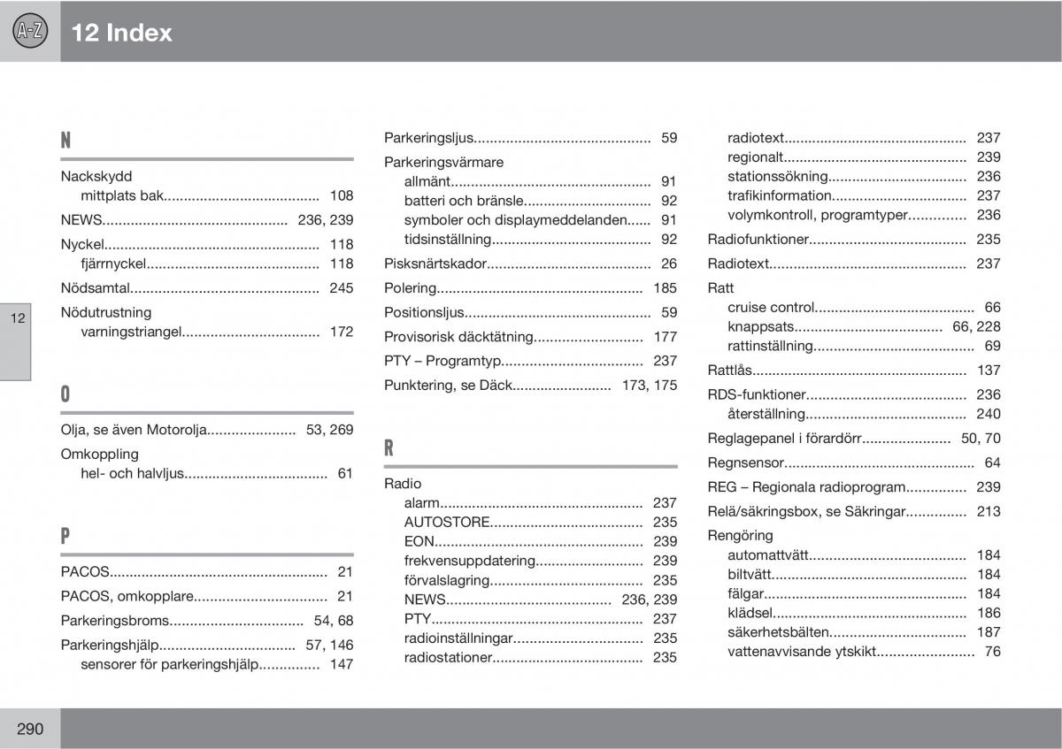 Volvo XC90 I 1 instruktionsbok / page 292