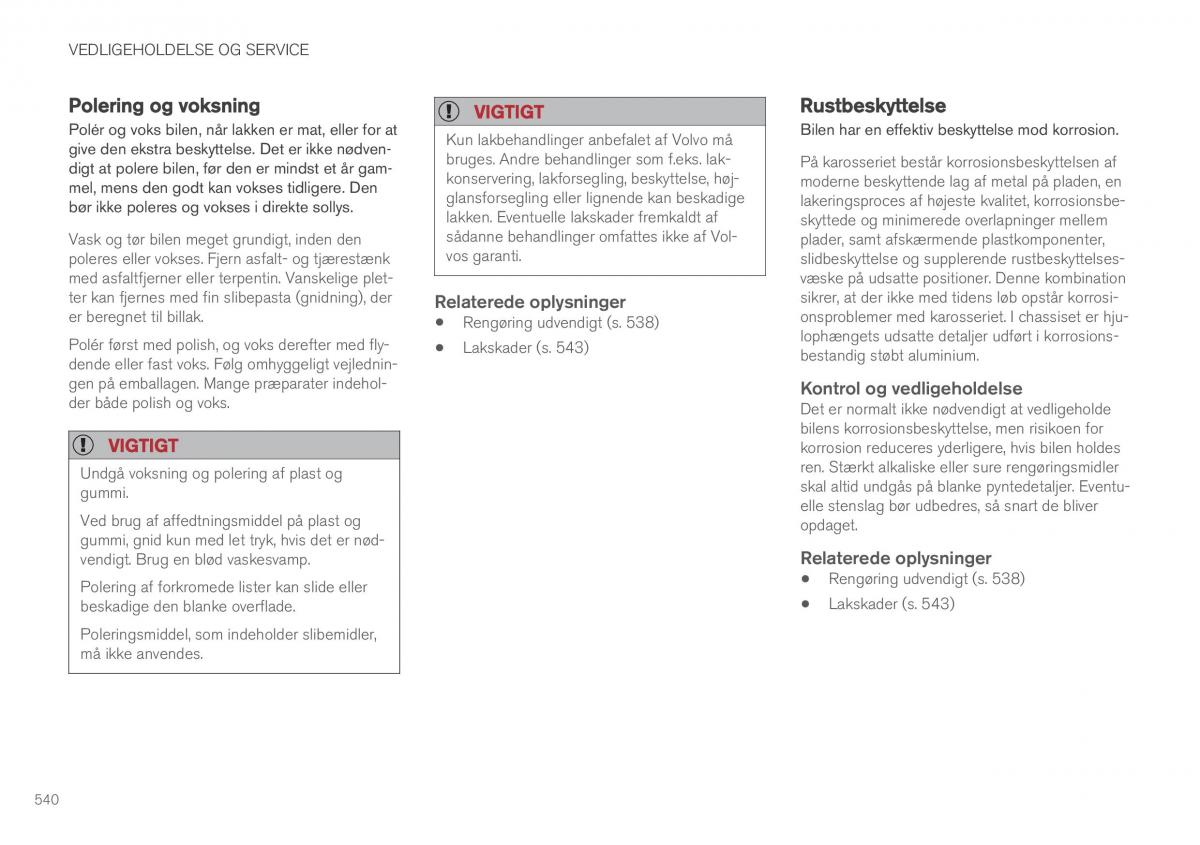 Volvo XC90 II 2 Bilens instruktionsbog / page 542