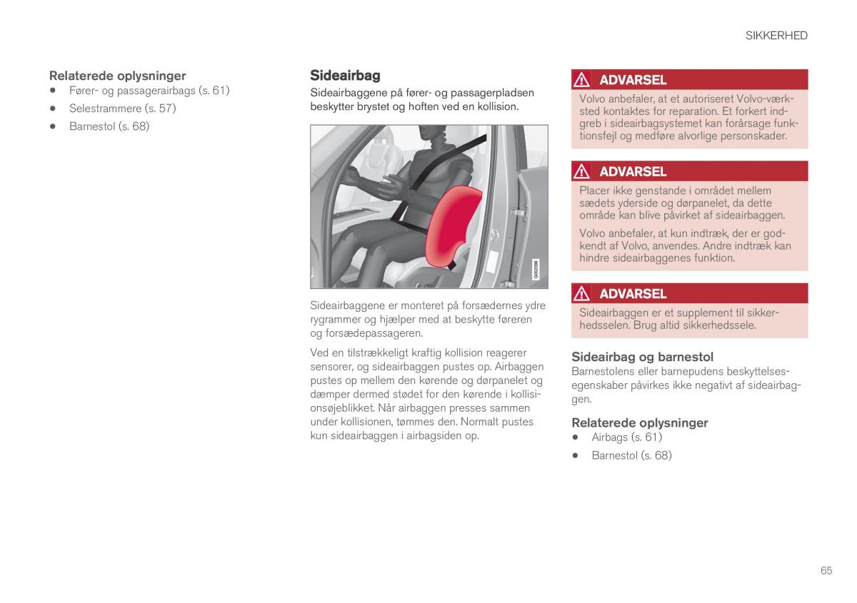 Volvo XC90 II 2 Bilens instruktionsbog / page 67