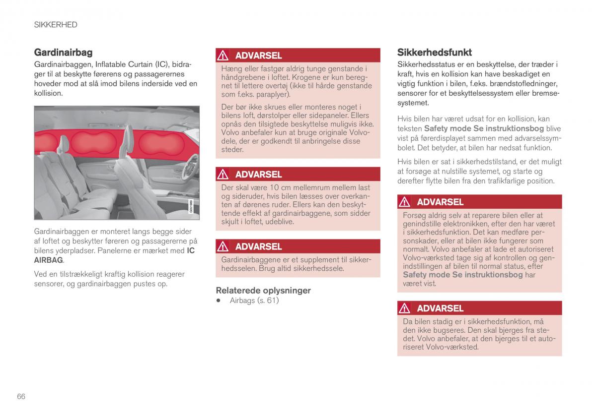 Volvo XC90 II 2 Bilens instruktionsbog / page 68