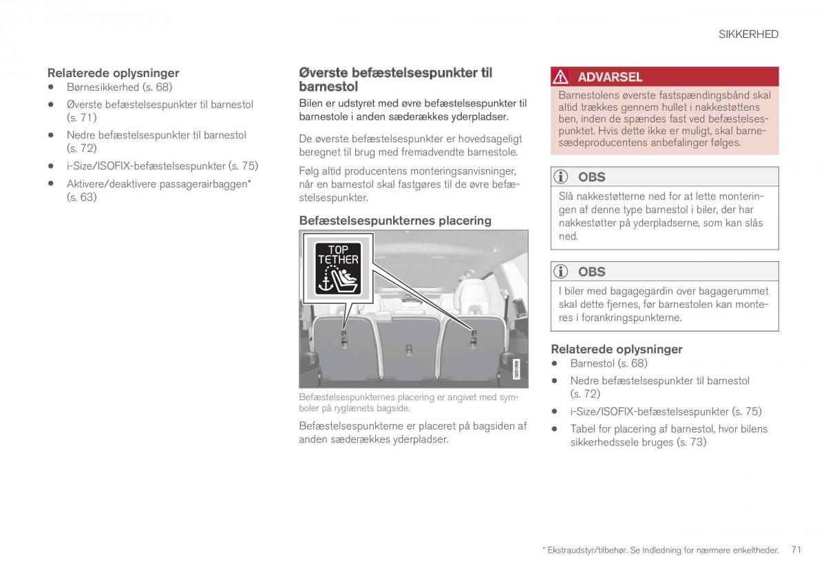 Volvo XC90 II 2 Bilens instruktionsbog / page 73