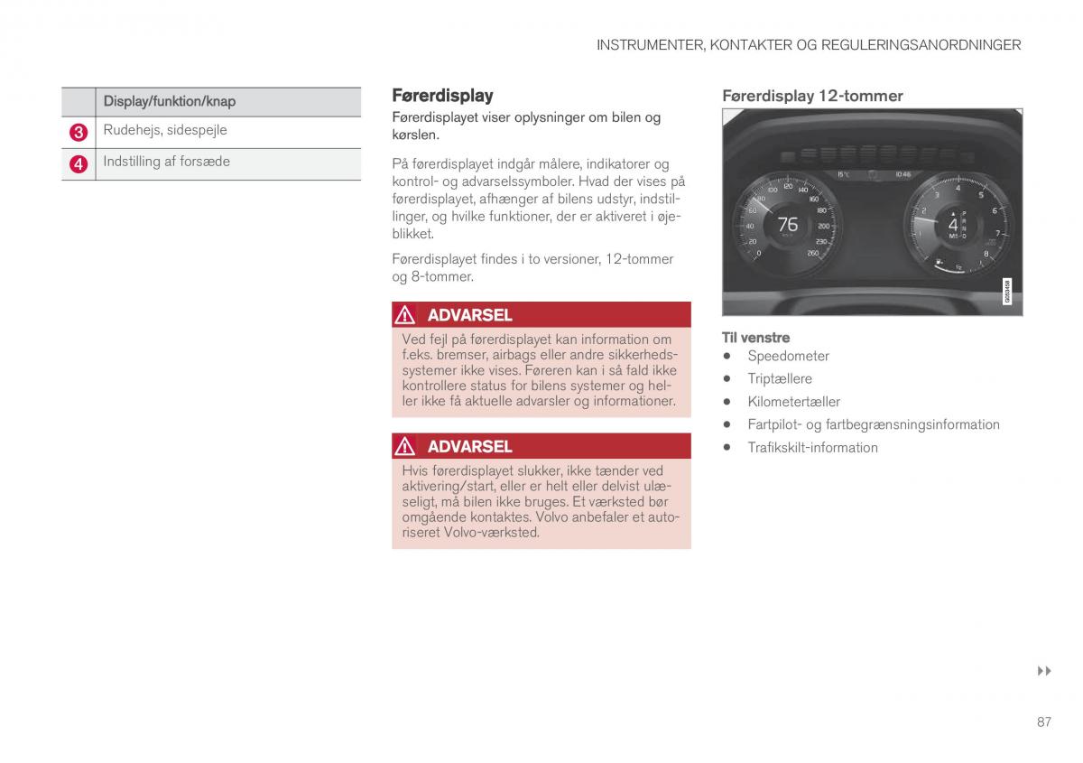 Volvo XC90 II 2 Bilens instruktionsbog / page 89