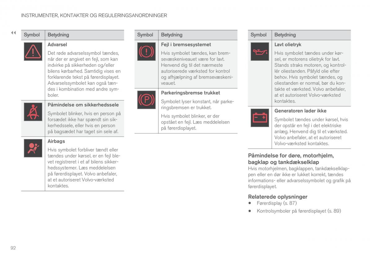 Volvo XC90 II 2 Bilens instruktionsbog / page 94