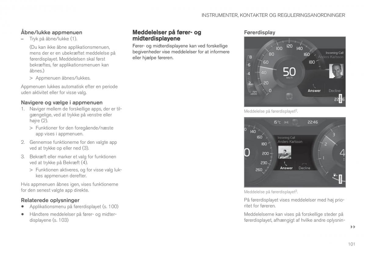 Volvo XC90 II 2 Bilens instruktionsbog / page 103