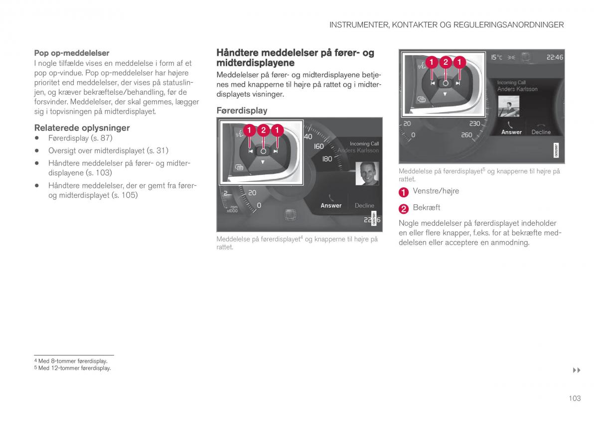 Volvo XC90 II 2 Bilens instruktionsbog / page 105