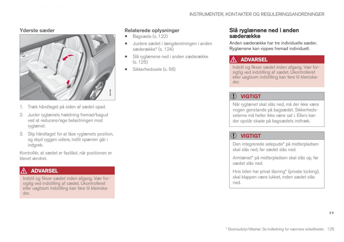 Volvo XC90 II 2 Bilens instruktionsbog / page 127