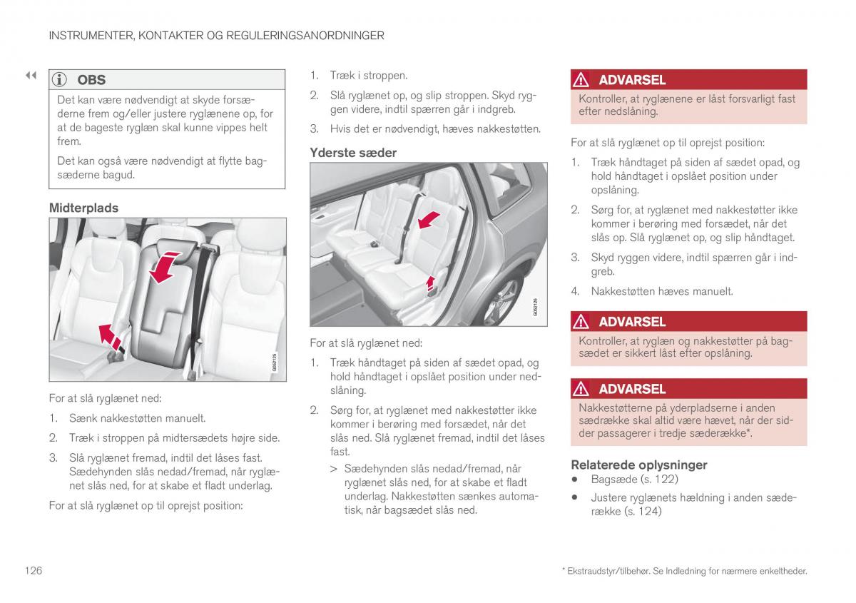 Volvo XC90 II 2 Bilens instruktionsbog / page 128