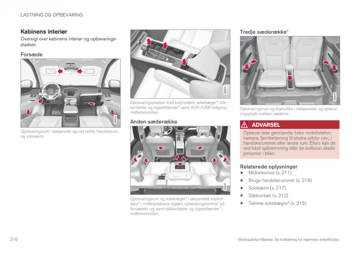 Volvo XC90 II 2 Bilens instruktionsbog / page 212