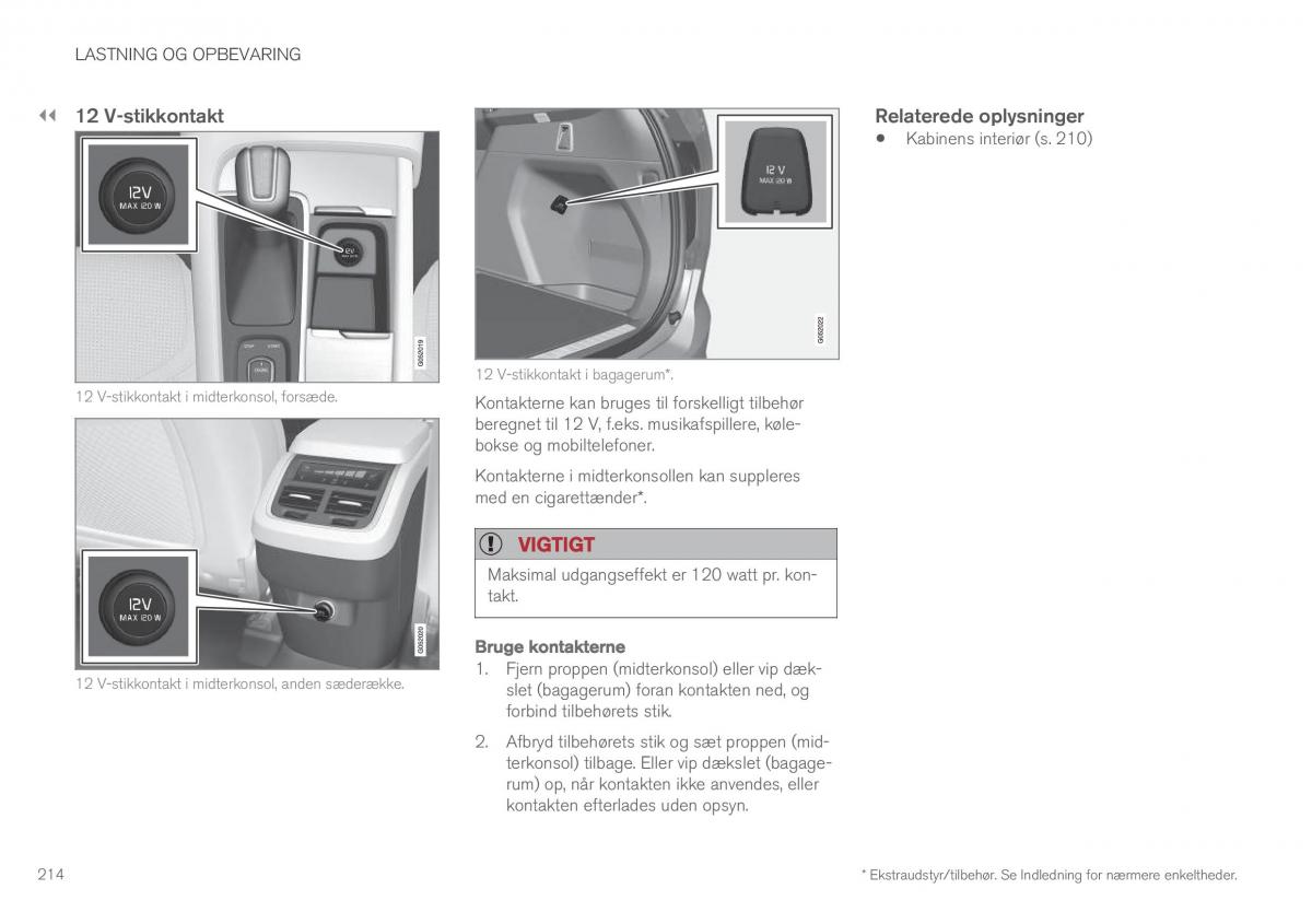 Volvo XC90 II 2 Bilens instruktionsbog / page 216