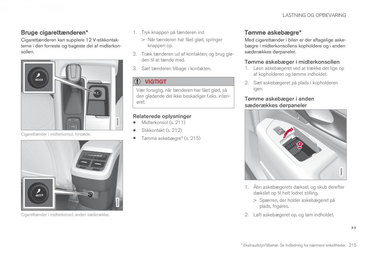 Volvo XC90 II 2 Bilens instruktionsbog / page 217