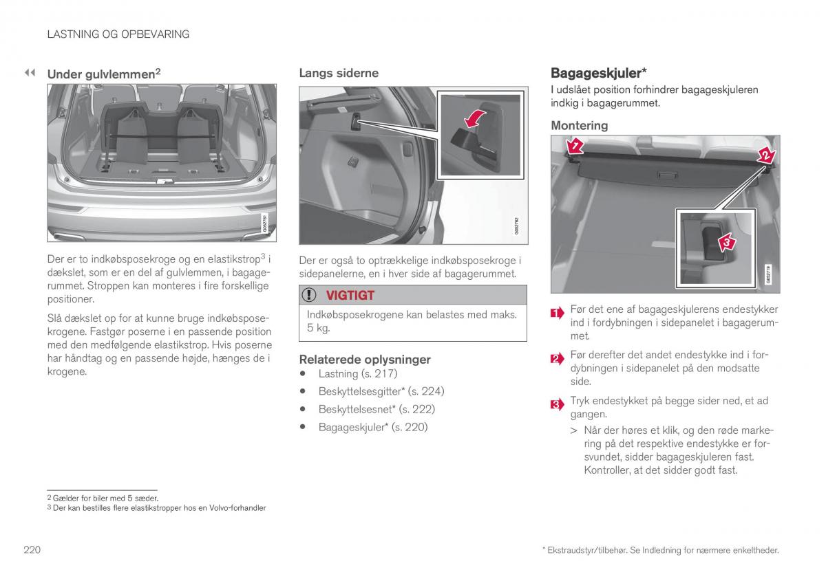 Volvo XC90 II 2 Bilens instruktionsbog / page 222