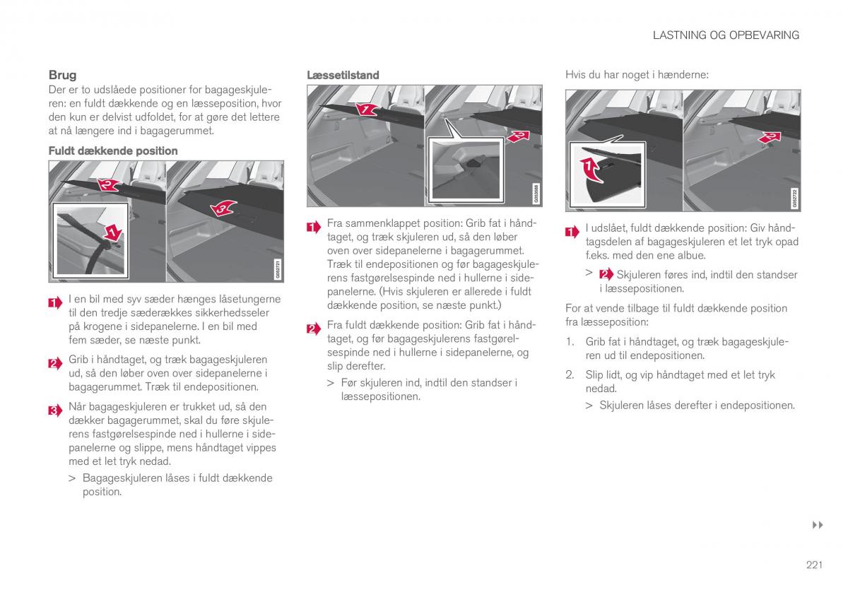 Volvo XC90 II 2 Bilens instruktionsbog / page 223