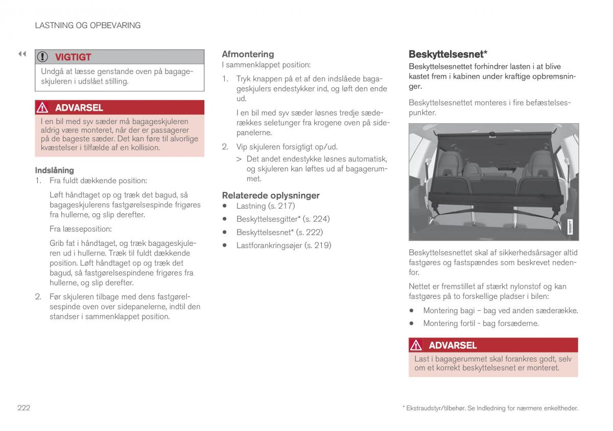 Volvo XC90 II 2 Bilens instruktionsbog / page 224