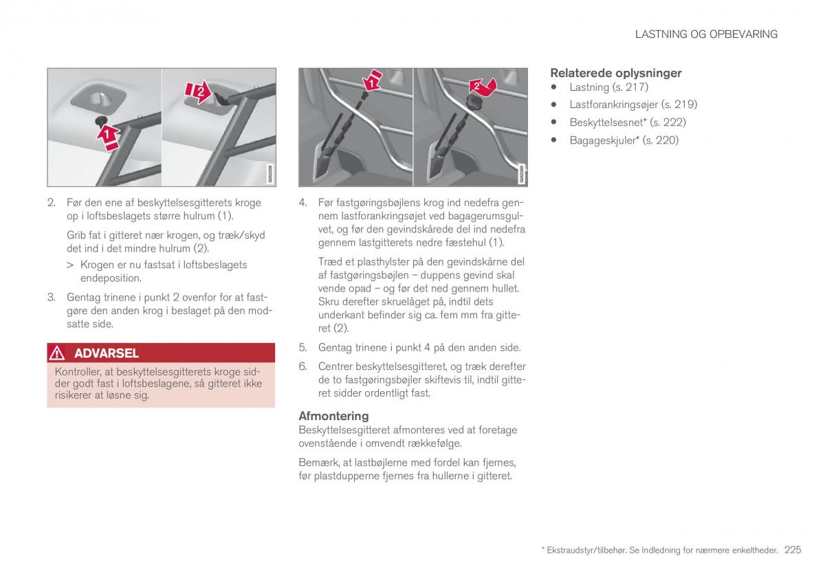 Volvo XC90 II 2 Bilens instruktionsbog / page 227