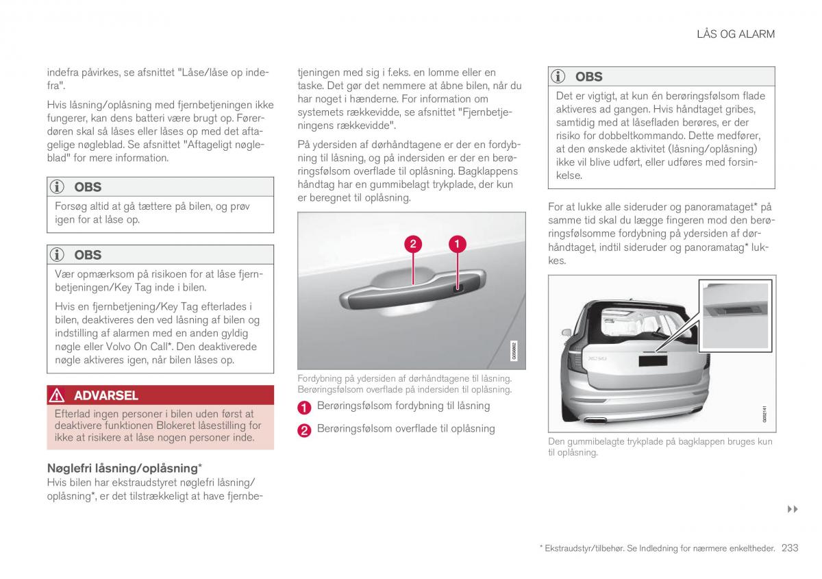 Volvo XC90 II 2 Bilens instruktionsbog / page 235