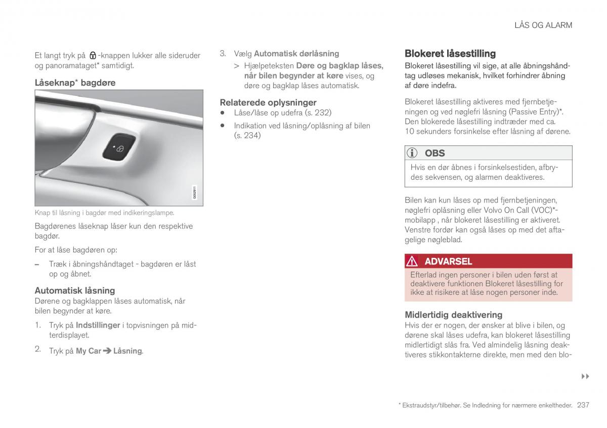 Volvo XC90 II 2 Bilens instruktionsbog / page 239