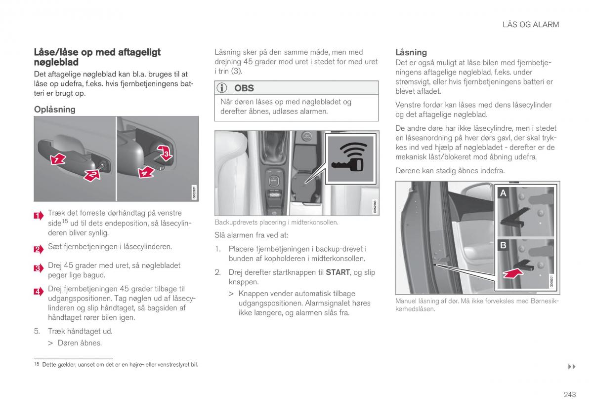 Volvo XC90 II 2 Bilens instruktionsbog / page 245