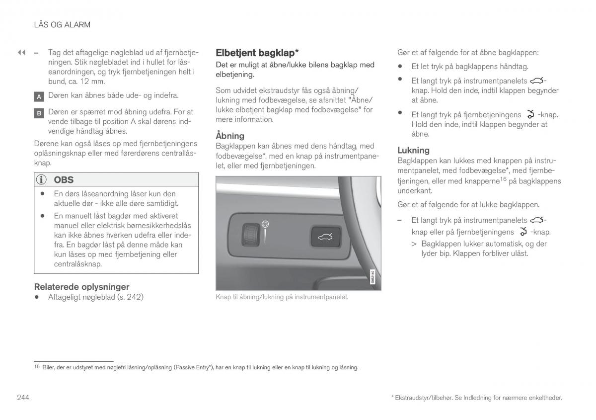 Volvo XC90 II 2 Bilens instruktionsbog / page 246