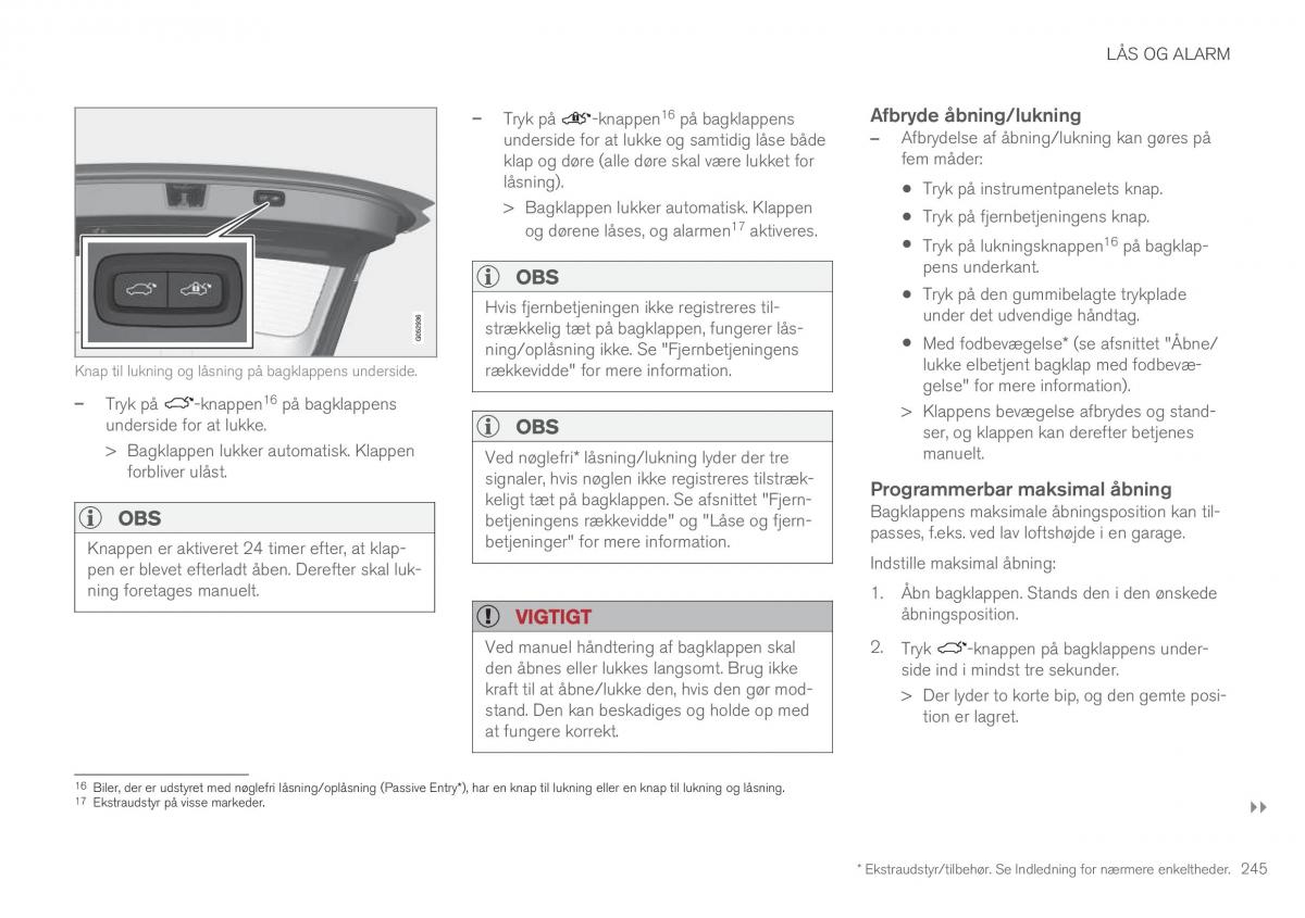 Volvo XC90 II 2 Bilens instruktionsbog / page 247